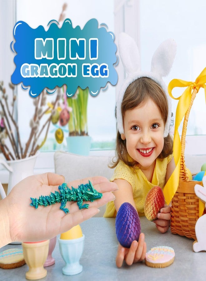 Flavery 4 Pack 3D Printed Dragon Egg Small, Easter Eggs with Dragon Inside, Articulated Crystal Dragon Fidget Toy, Desk Pet, 3D Printing Home Decor (Blue+red+Green+Glow in The Dark) - Image 5
